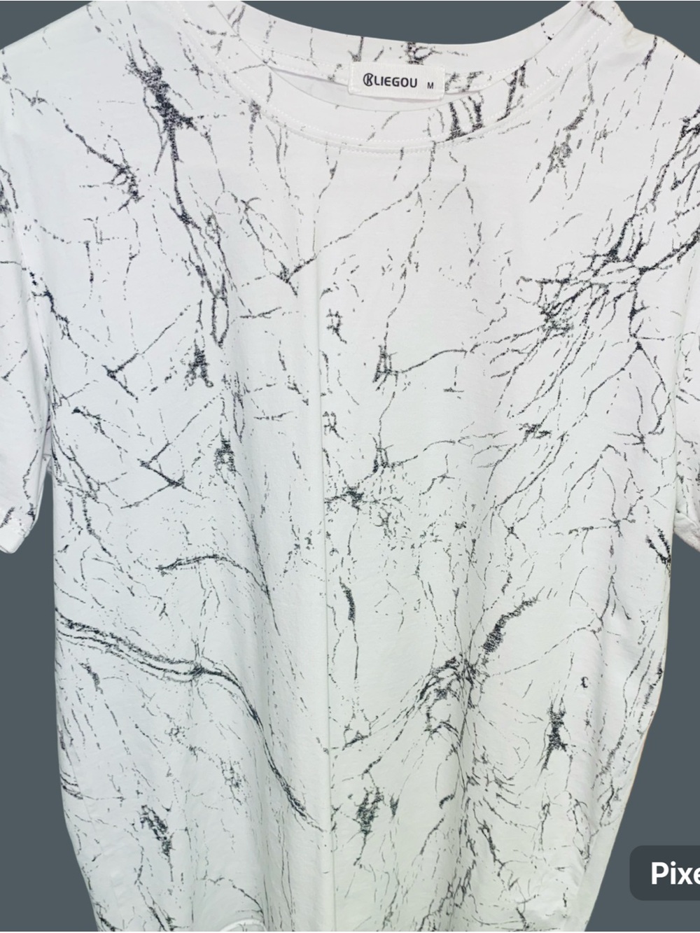 White Marble Print Short Sleeve Tee